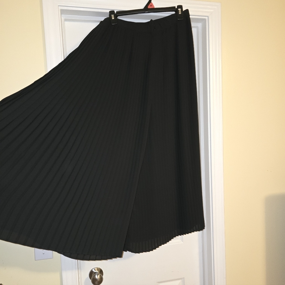 Eileen Fisher Wide Leg Black Knife Pleated Ankle Pant/Palazzo - Picture 5 of 8